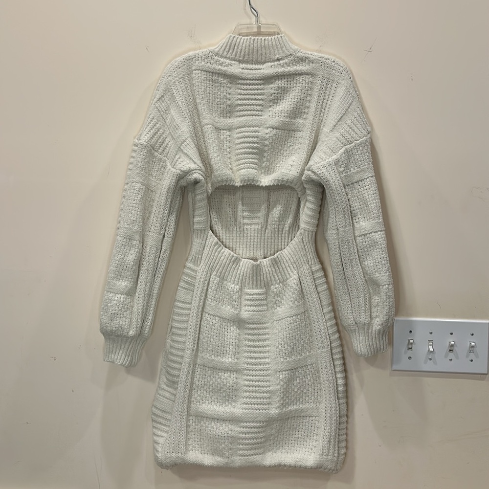 Euc Lulus Patchwork It Cream Cable Knit Cutout Sw… - image 6